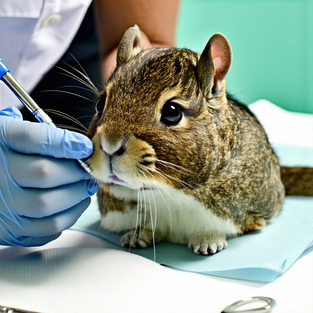 An image of an animal being examined by a vet inside a vet clinic